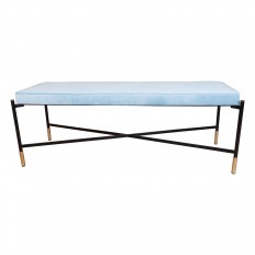 Blackened iron and brass cross base bench